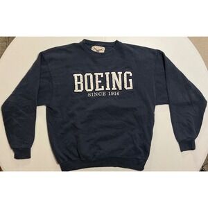VTG USA Made 913 Boeing Since 1916 Blue Sweatshirt Crewneck XL Embroidered